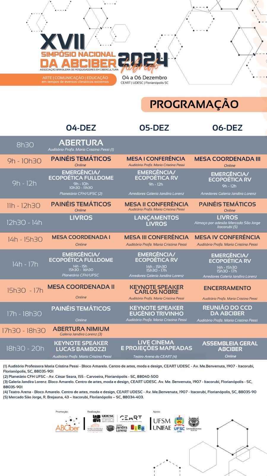 Programação atualizada do XVII Simpósio